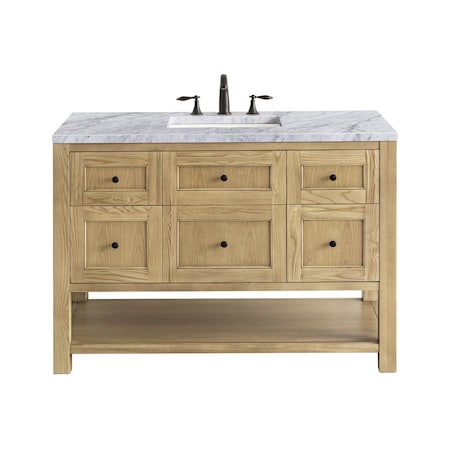 James Martin Vanities Breckenridge 48in Single Vanity, Light Natural Oak w/ 3 CM Carrara Marble Top 330-V48-LNO-3CAR